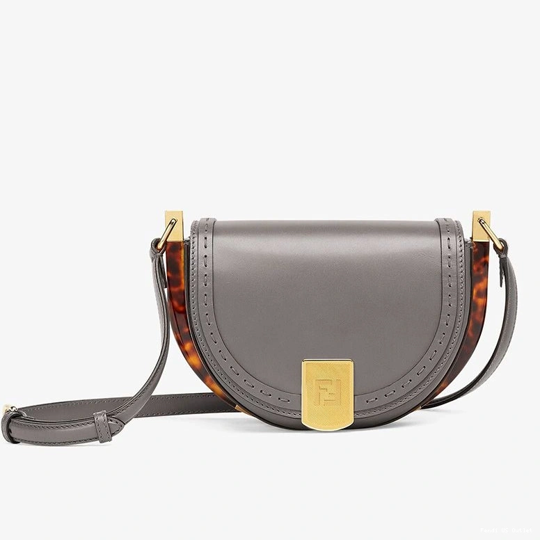 HOT Fendi Moonlight In Leather Bag Grey ROMA Calf Logo 0715